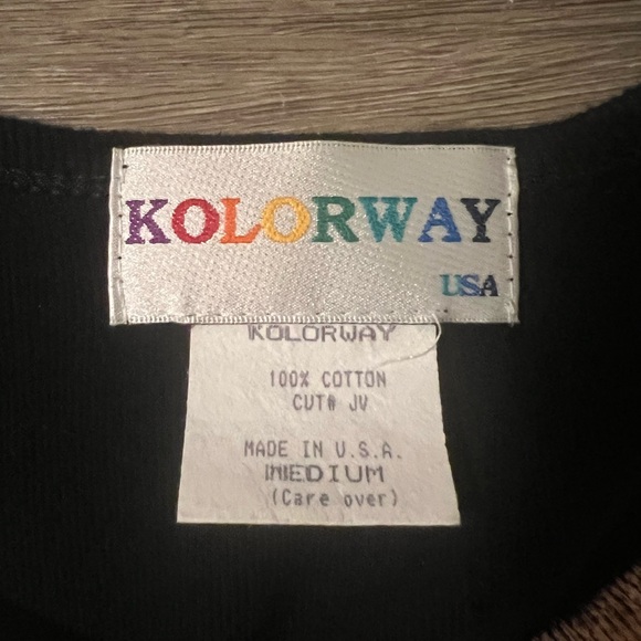 VINTAGE Kolorway USA Hand Painted 3/4 Sleeve Shirt travel passport vacation - Picture 6 of 8